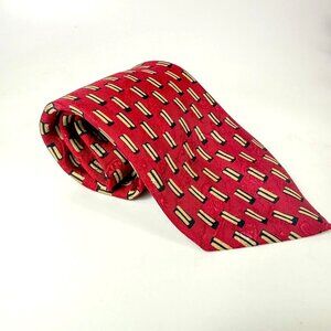 Christian Dior Monsieur Burgundy Red Silk Neck Tie Geometric Pattern